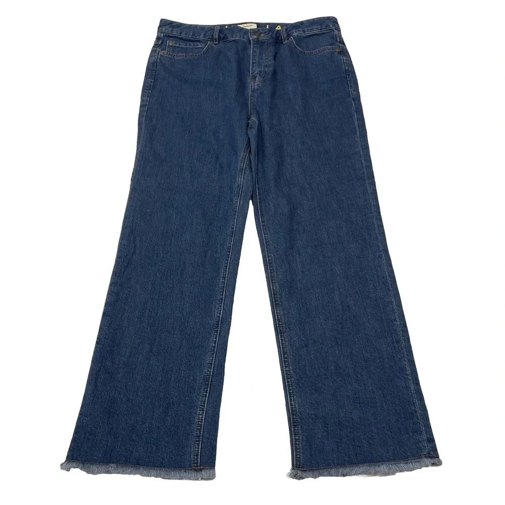 Kate Spade New York Ooh La La Straight Leg Blue Ankle‎ Jeans Raw Hem Womens 30